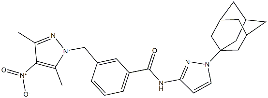 N-[1-(1-adamantyl)-1H-pyrazol-3-yl]-3-({4-nitro-3,5-dimethyl-1H-pyrazol-1-yl}methyl)benzamide 구조식 이미지