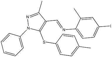 N-(4-iodo-2-methylphenyl)-N-({3-methyl-5-[(4-methylphenyl)sulfanyl]-1-phenyl-1H-pyrazol-4-yl}methylene)amine Structure