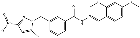 N'-(2,4-dimethoxybenzylidene)-3-({3-nitro-5-methyl-1H-pyrazol-1-yl}methyl)benzohydrazide 구조식 이미지