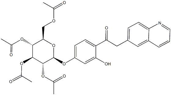 3,5-bis(acetyloxy)-2-[(acetyloxy)methyl]-6-[3-hydroxy-4-(6-quinolinylacetyl)phenoxy]tetrahydro-2H-pyran-4-yl acetate Structure