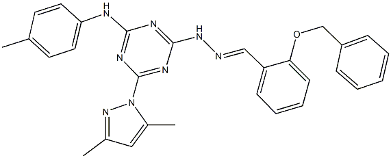 2-(benzyloxy)benzaldehyde [4-(3,5-dimethyl-1H-pyrazol-1-yl)-6-(4-toluidino)-1,3,5-triazin-2-yl]hydrazone Structure