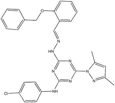 2-(benzyloxy)benzaldehyde [4-(4-chloroanilino)-6-(3,5-dimethyl-1H-pyrazol-1-yl)-1,3,5-triazin-2-yl]hydrazone 구조식 이미지