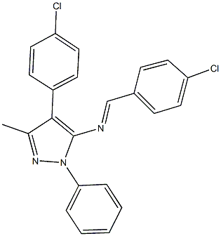 N-(4-chlorobenzylidene)-N-[4-(4-chlorophenyl)-3-methyl-1-phenyl-1H-pyrazol-5-yl]amine 구조식 이미지