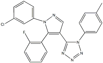 5-[1-(3-chlorophenyl)-5-(2-fluorophenyl)-1H-pyrazol-4-yl]-1-(4-methylphenyl)-1H-tetraazole Structure