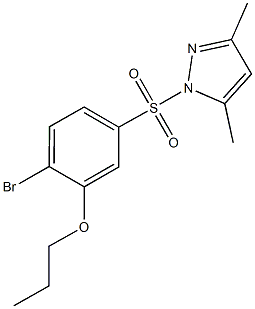 2-bromo-5-[(3,5-dimethyl-1H-pyrazol-1-yl)sulfonyl]phenyl propyl ether Structure