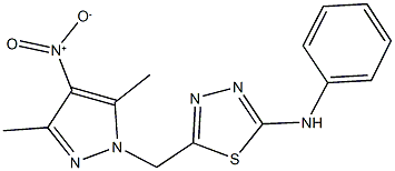 2-anilino-5-({4-nitro-3,5-dimethyl-1H-pyrazol-1-yl}methyl)-1,3,4-thiadiazole Structure