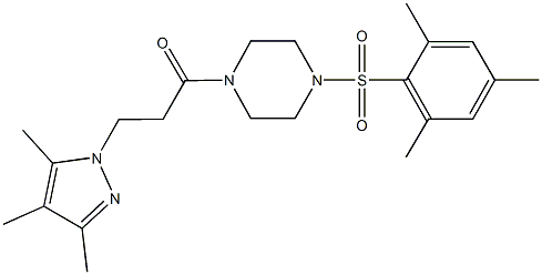 1-(mesitylsulfonyl)-4-[3-(3,4,5-trimethyl-1H-pyrazol-1-yl)propanoyl]piperazine Structure