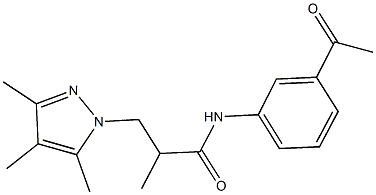 N-(3-acetylphenyl)-2-methyl-3-(3,4,5-trimethyl-1H-pyrazol-1-yl)propanamide 구조식 이미지