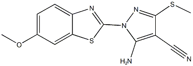 5-amino-1-(6-methoxy-1,3-benzothiazol-2-yl)-3-(methylsulfanyl)-1H-pyrazole-4-carbonitrile 구조식 이미지