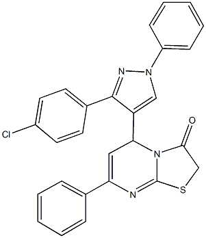 5-[3-(4-chlorophenyl)-1-phenyl-1H-pyrazol-4-yl]-7-phenyl-5H-[1,3]thiazolo[3,2-a]pyrimidin-3(2H)-one Structure