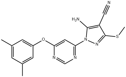 5-amino-1-[6-(3,5-dimethylphenoxy)-4-pyrimidinyl]-3-(methylsulfanyl)-1H-pyrazole-4-carbonitrile Structure