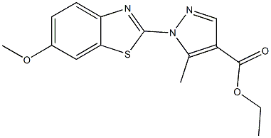 ethyl 1-(6-methoxy-1,3-benzothiazol-2-yl)-5-methyl-1H-pyrazole-4-carboxylate 구조식 이미지