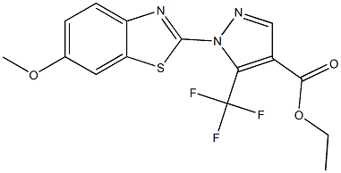 ethyl 1-(6-methoxy-1,3-benzothiazol-2-yl)-5-(trifluoromethyl)-1H-pyrazole-4-carboxylate Structure