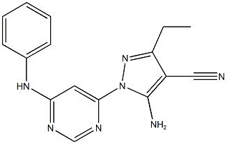 5-amino-1-(6-anilino-4-pyrimidinyl)-3-ethyl-1H-pyrazole-4-carbonitrile Structure