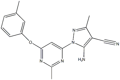 5-amino-3-methyl-1-[2-methyl-6-(3-methylphenoxy)-4-pyrimidinyl]-1H-pyrazole-4-carbonitrile Structure