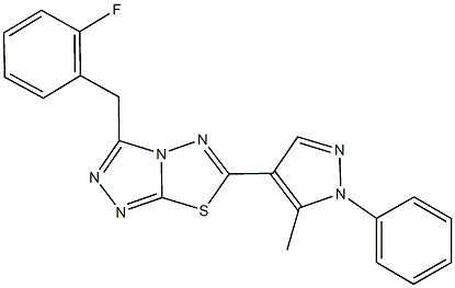 3-(2-fluorobenzyl)-6-(5-methyl-1-phenyl-1H-pyrazol-4-yl)[1,2,4]triazolo[3,4-b][1,3,4]thiadiazole 구조식 이미지