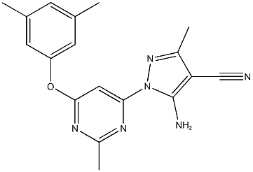 5-amino-1-[6-(3,5-dimethylphenoxy)-2-methyl-4-pyrimidinyl]-3-methyl-1H-pyrazole-4-carbonitrile 구조식 이미지