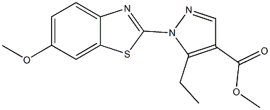 methyl 5-ethyl-1-(6-methoxy-1,3-benzothiazol-2-yl)-1H-pyrazole-4-carboxylate Structure