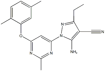 5-amino-1-[6-(2,5-dimethylphenoxy)-2-methyl-4-pyrimidinyl]-3-ethyl-1H-pyrazole-4-carbonitrile Structure