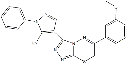 4-[6-(3-methoxyphenyl)-7H-[1,2,4]triazolo[3,4-b][1,3,4]thiadiazin-3-yl]-1-phenyl-1H-pyrazol-5-amine 구조식 이미지