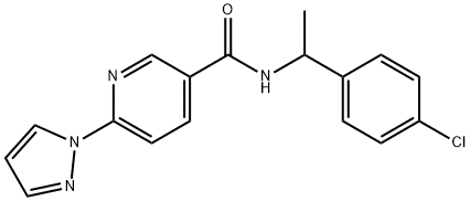 N-[1-(4-chlorophenyl)ethyl]-6-(1H-pyrazol-1-yl)nicotinamide 구조식 이미지