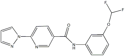 N-[3-(difluoromethoxy)phenyl]-6-(1H-pyrazol-1-yl)nicotinamide 구조식 이미지