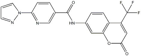 N-[2-oxo-4-(trifluoromethyl)-2H-chromen-7-yl]-6-(1H-pyrazol-1-yl)nicotinamide Structure