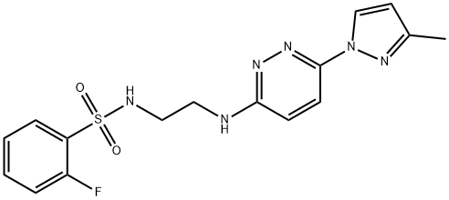 2-fluoro-N-(2-{[6-(3-methyl-1H-pyrazol-1-yl)-3-pyridazinyl]amino}ethyl)benzenesulfonamide 구조식 이미지