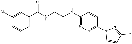 3-chloro-N-(2-{[6-(3-methyl-1H-pyrazol-1-yl)-3-pyridazinyl]amino}ethyl)benzamide Structure