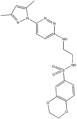 N-(2-{[6-(3,5-dimethyl-1H-pyrazol-1-yl)-3-pyridazinyl]amino}ethyl)-2,3-dihydro-1,4-benzodioxine-6-sulfonamide 구조식 이미지