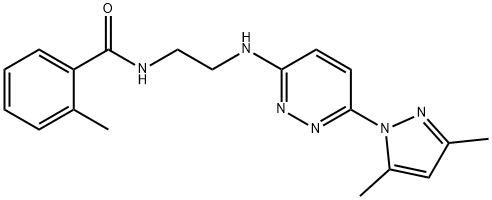 N-(2-{[6-(3,5-dimethyl-1H-pyrazol-1-yl)-3-pyridazinyl]amino}ethyl)-2-methylbenzamide 구조식 이미지