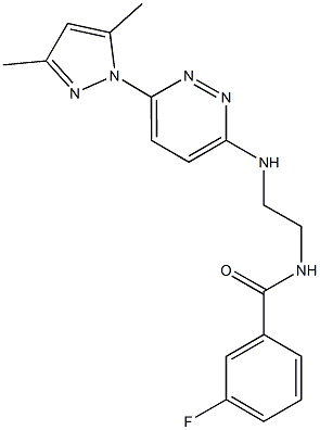 N-(2-{[6-(3,5-dimethyl-1H-pyrazol-1-yl)-3-pyridazinyl]amino}ethyl)-3-fluorobenzamide 구조식 이미지