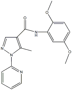 N-(2,5-dimethoxyphenyl)-5-methyl-1-(2-pyridinyl)-1H-pyrazole-4-carboxamide 구조식 이미지