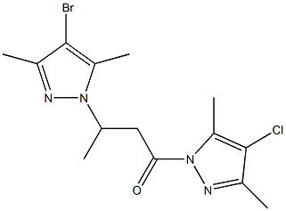 1-[3-(4-bromo-3,5-dimethyl-1H-pyrazol-1-yl)butanoyl]-4-chloro-3,5-dimethyl-1H-pyrazole 구조식 이미지