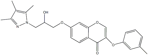 7-[2-hydroxy-3-(3,4,5-trimethyl-1H-pyrazol-1-yl)propoxy]-3-(3-methylphenoxy)-4H-chromen-4-one Structure