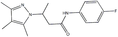 N-(4-fluorophenyl)-3-(3,4,5-trimethyl-1H-pyrazol-1-yl)butanamide 구조식 이미지