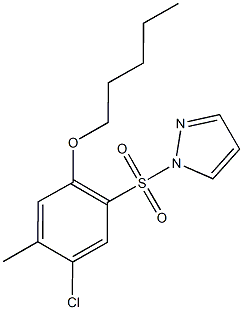 4-chloro-5-methyl-2-(1H-pyrazol-1-ylsulfonyl)phenyl pentyl ether Structure