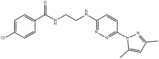 4-chloro-N-(2-{[6-(3,5-dimethyl-1H-pyrazol-1-yl)-3-pyridazinyl]amino}ethyl)benzamide 구조식 이미지