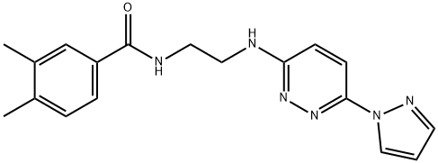 3,4-dimethyl-N-(2-{[6-(1H-pyrazol-1-yl)-3-pyridazinyl]amino}ethyl)benzamide Structure