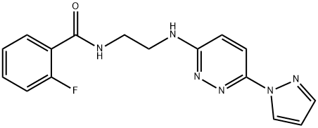 2-fluoro-N-(2-{[6-(1H-pyrazol-1-yl)-3-pyridazinyl]amino}ethyl)benzamide 구조식 이미지