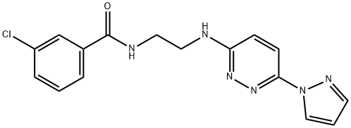 3-chloro-N-(2-{[6-(1H-pyrazol-1-yl)-3-pyridazinyl]amino}ethyl)benzamide Structure