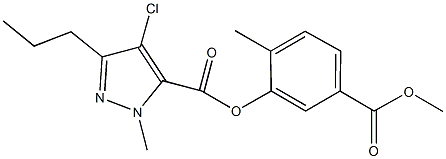 5-(methoxycarbonyl)-2-methylphenyl 4-chloro-1-methyl-3-propyl-1H-pyrazole-5-carboxylate 구조식 이미지