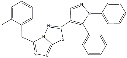 6-(1,5-diphenyl-1H-pyrazol-4-yl)-3-(2-methylbenzyl)[1,2,4]triazolo[3,4-b][1,3,4]thiadiazole Structure