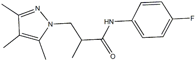 N-(4-fluorophenyl)-2-methyl-3-(3,4,5-trimethyl-1H-pyrazol-1-yl)propanamide 구조식 이미지