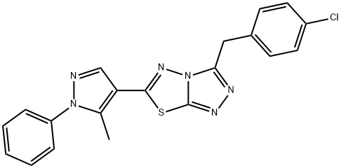 3-(4-chlorobenzyl)-6-(5-methyl-1-phenyl-1H-pyrazol-4-yl)[1,2,4]triazolo[3,4-b][1,3,4]thiadiazole 구조식 이미지