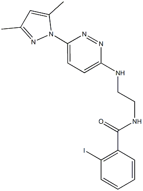 N-(2-{[6-(3,5-dimethyl-1H-pyrazol-1-yl)-3-pyridazinyl]amino}ethyl)-2-iodobenzamide 구조식 이미지