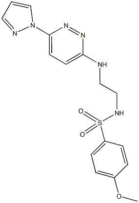 4-methoxy-N-(2-{[6-(1H-pyrazol-1-yl)-3-pyridazinyl]amino}ethyl)benzenesulfonamide 구조식 이미지