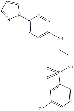 3-chloro-N-(2-{[6-(1H-pyrazol-1-yl)-3-pyridazinyl]amino}ethyl)benzenesulfonamide 구조식 이미지