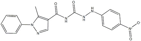 N-[(2-{4-nitrophenyl}hydrazino)carbonyl]-5-methyl-1-phenyl-1H-pyrazole-4-carboxamide 구조식 이미지