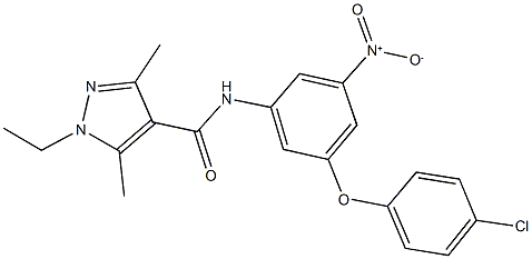 N-{3-(4-chlorophenoxy)-5-nitrophenyl}-1-ethyl-3,5-dimethyl-1H-pyrazole-4-carboxamide 구조식 이미지